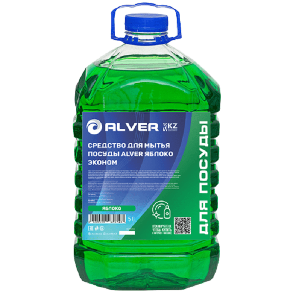 Средство для мытья посуды ALVER Яблоко Эконом 5 л ПЭТ