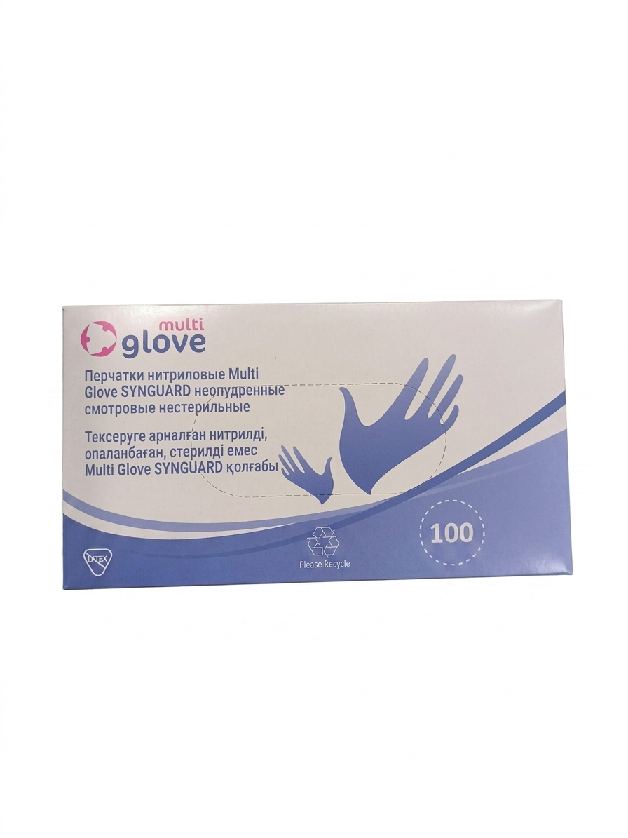 *Перчатки нитрил MultiGlove сиреневые, неопудренные, размер M 100шт в упак