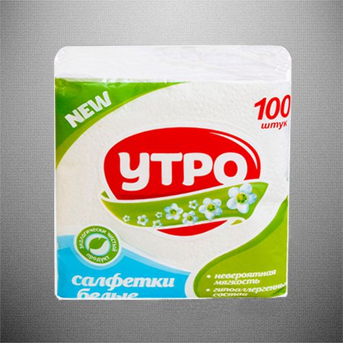 Салфетки бумажные "Утро", 24*24см, 100 листов, 60 пач/упак