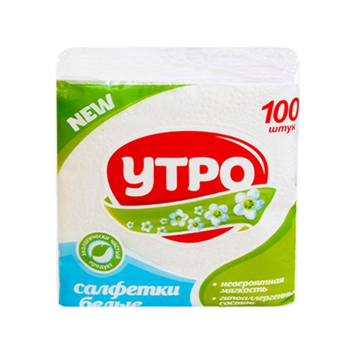 Салфетки бумажные "Утро", 24*24см, 100 листов, 60 пач/упак