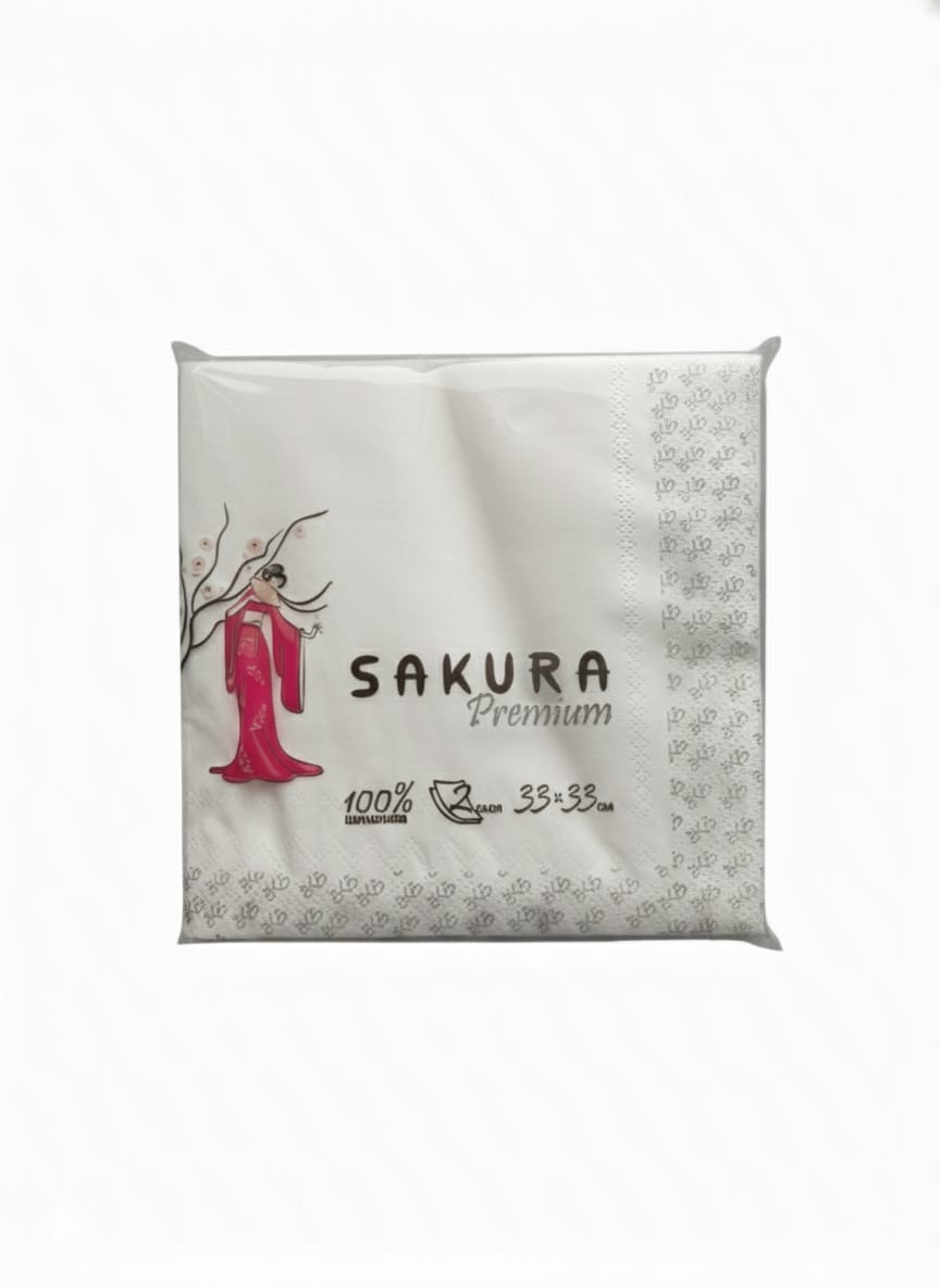 Салфетки бумажные "Sakura" Premium, 33*33, 100 листов