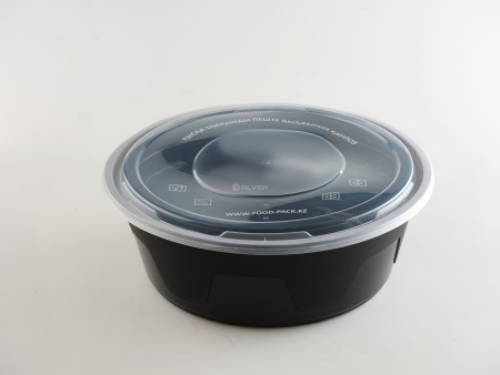 Контейнер круглый 2800мл Черный Премиум, с крышкой