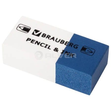Ластик BRAUBERG, бело-синий