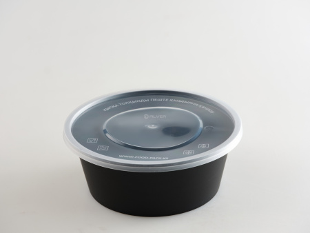 Контейнер суповой 700мл Черный матовый Премиум, с крышкой