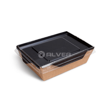 Салатник GEOBOX-400 "Black series" с прозрачной крышкой