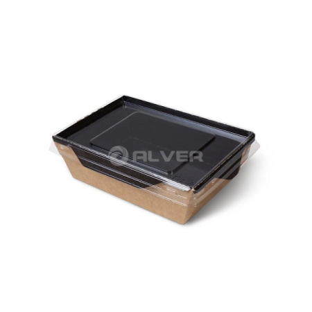 Салатник GEOBOX-500 "Black series" с прозрачной крышкой