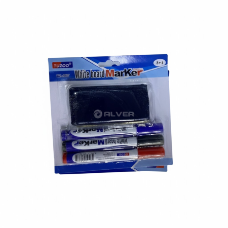 Маркер для доски 3 цв + губка для стирания