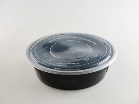 Контейнер круглый 2300мл Черный Премиум, с крышкой