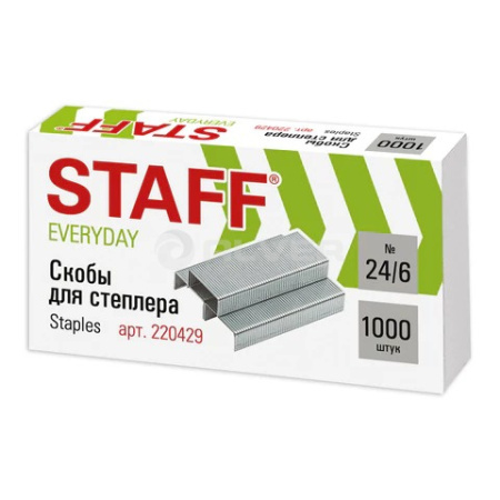 Скобы для степлера №24/6 "STAFF", 1000шт.