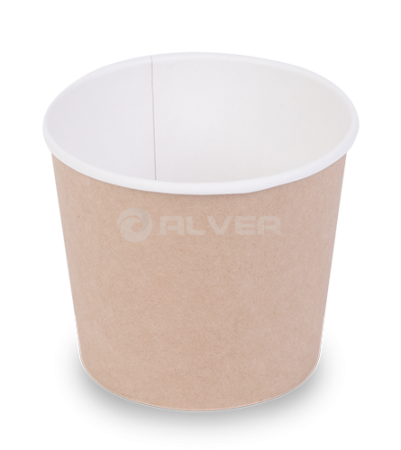 Контейнер суповой OSQ Round Bowl Крафт 400 мл, крышка 40221