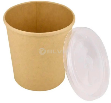 Контейнер суповой, крафт, без крышки 900 мл, крышка 40150