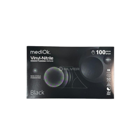 Перчатки винил-нитрил MediOk ЧЕРНЫЕ, неопудренные, размер L 100шт в упак