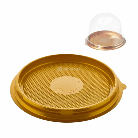 Упаковка для пирожного ПР-Т-85 (Д), золотистое дно, крышка к контейнеру 51006