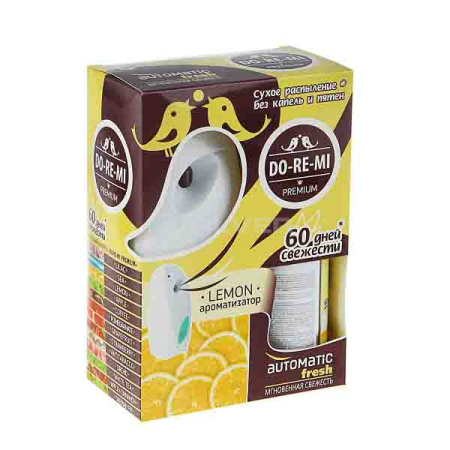 ДИСПЕНСЕР комплект Освежитель воздуха До-ре-ми  Премиум ЛИМОН автом. с батарейкой