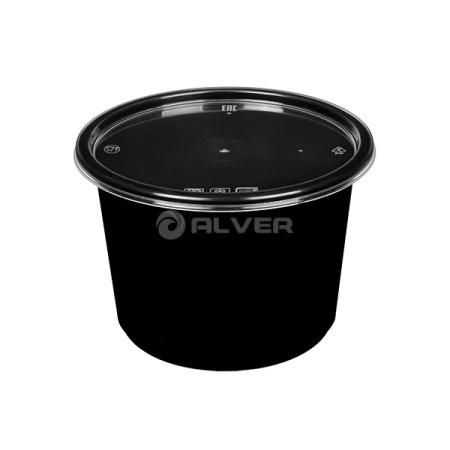 Контейнер суповой 500мл К-115 (черный), крышка 43036, 1548Ч