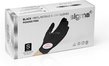 Перчатки винил-нитрил ЧЕРНЫЕ Sigma размер S, 100шт/пач