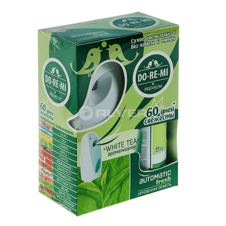 ДИСПЕНСЕР комплект Освежитель воздуха До-ре-ми  Премиум Белый Чай автом. с батарейкой
