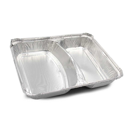 Контейнер алюминиевый, 2-х секционный Alver, 225×170×42 мм，840 мл +39067.