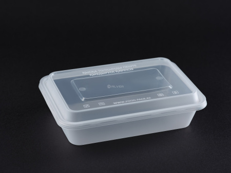 Контейнер 500мл Прозрачный матовый 170*120 Премиум, с крышкой