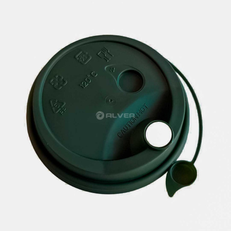 Крышка с питейником 90мм МАТОВАЯ Темно-зеленая 