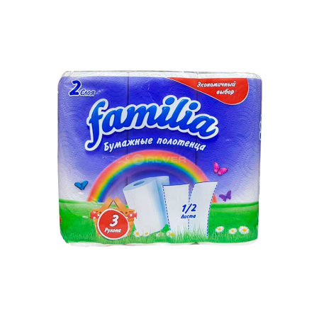 Полотенце бумажное FAMILIA  2 слоя 3 рул